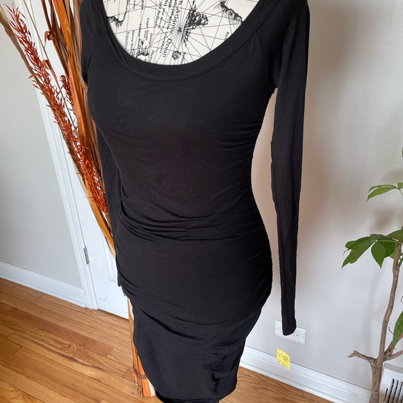 Velvet Whimsgoth Vintage y2k Off Shoulder Drap Bodice LBD Ruched Rave Club Sexy - Picture 2 of 6